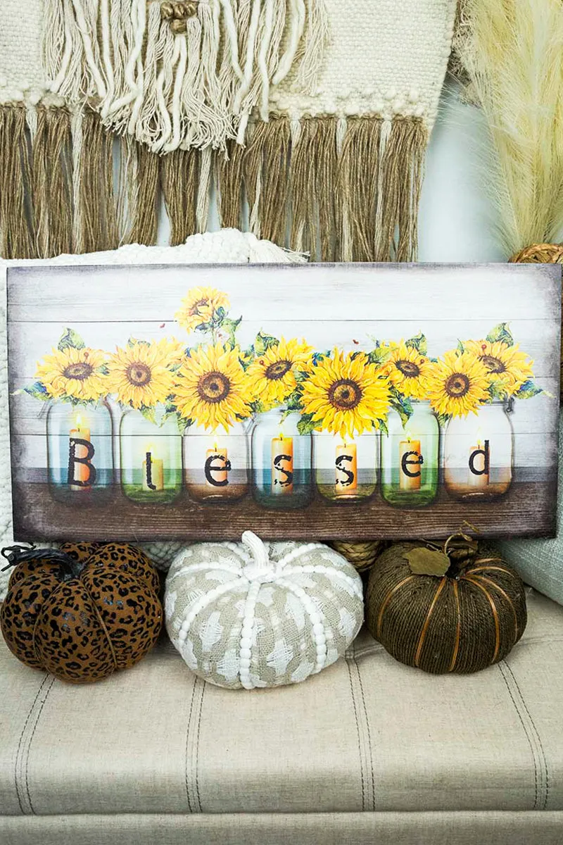 12 x 23.75 Sunflower 'Blessed' Light Up Wall Art