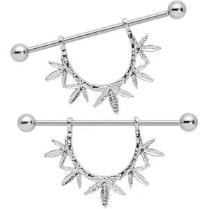 14 Gauge 5/8 Garland Pot Leaf Dangle Nipple Shield Set