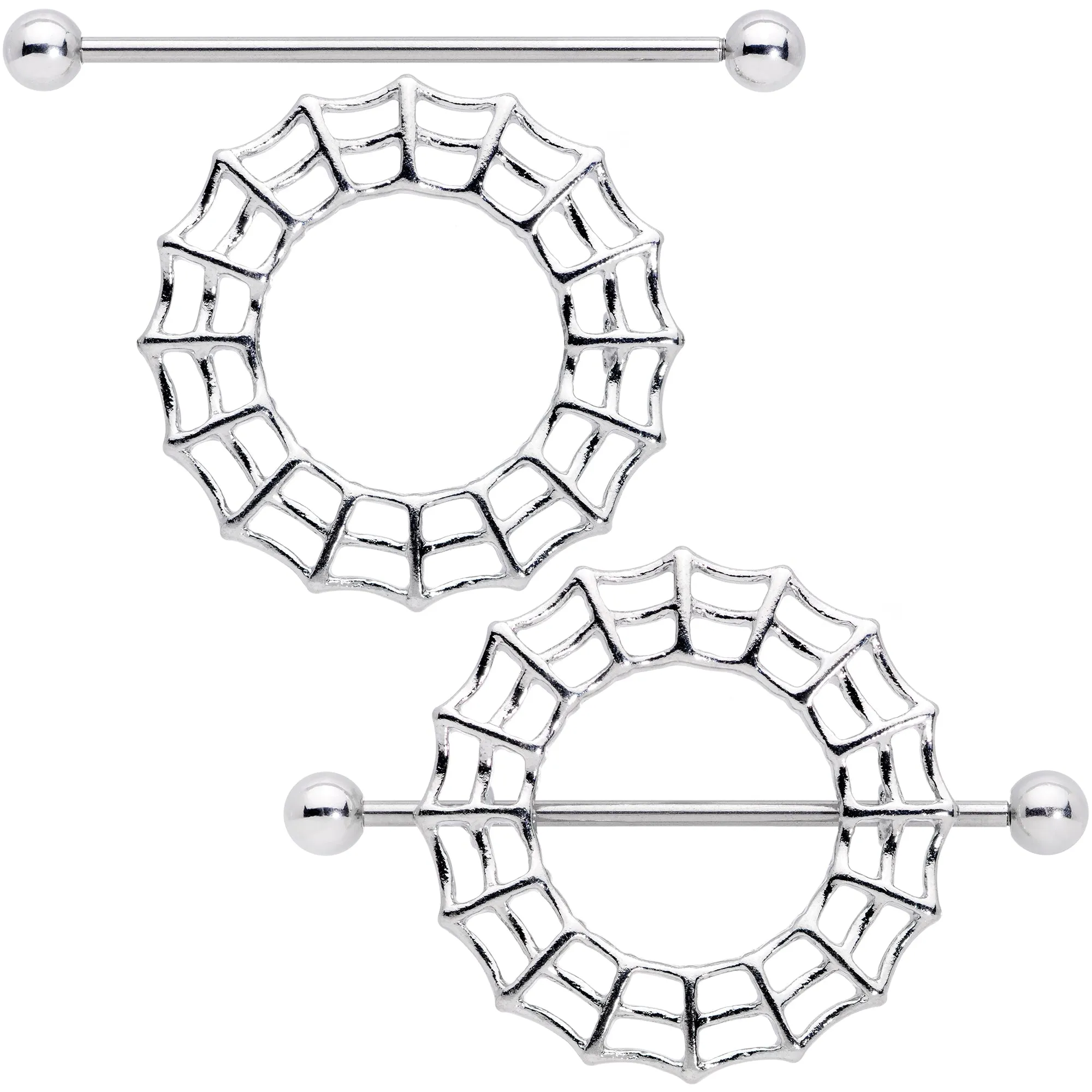 14 Gauge 7/8 Sexy Spider Web Halloween Nipple Shield Set