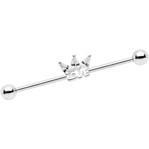 14 Gauge Clear Gem Crown of Love Industrial Barbell 38mm