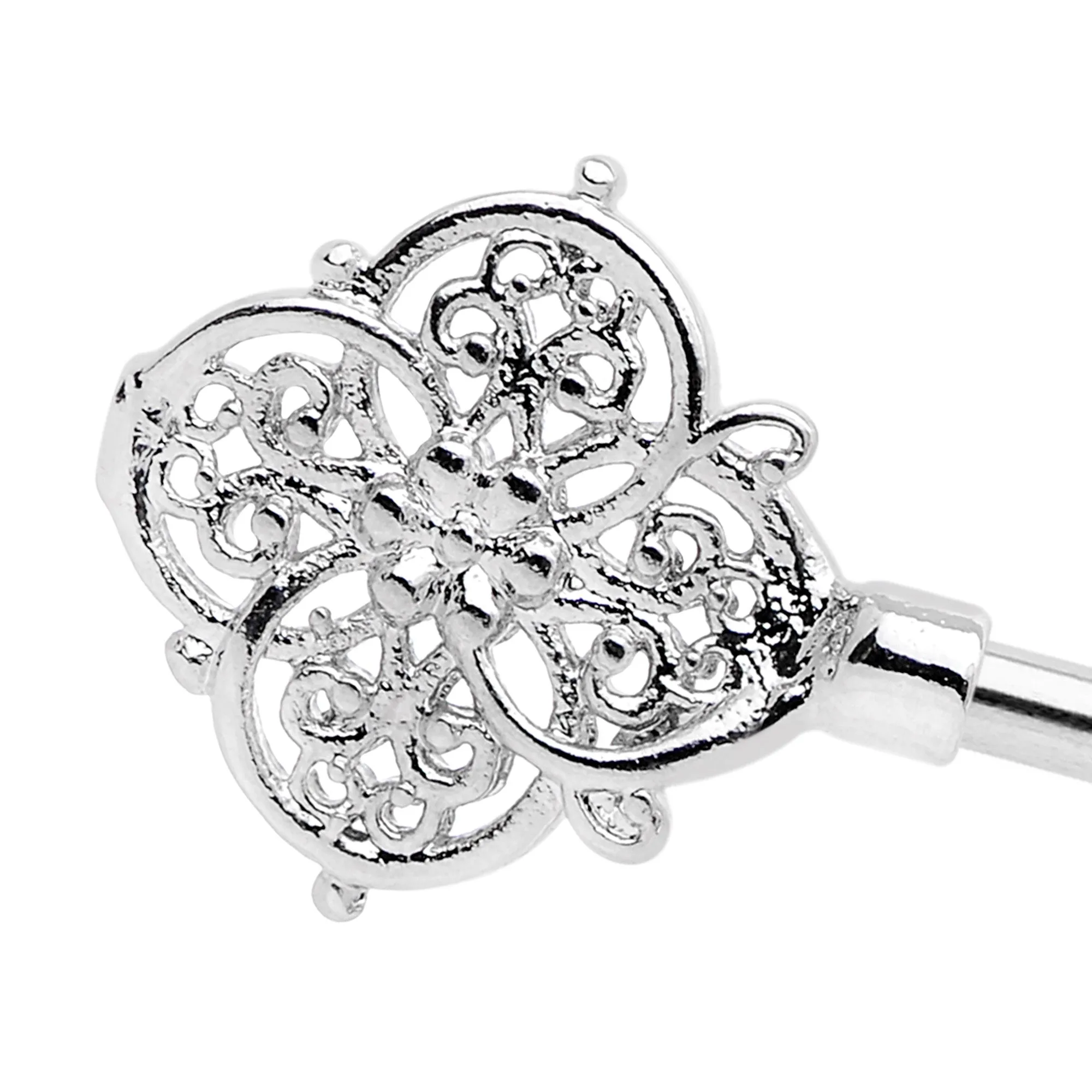 14 Gauge Ornate Filigree Key Industrial Barbell 38mm