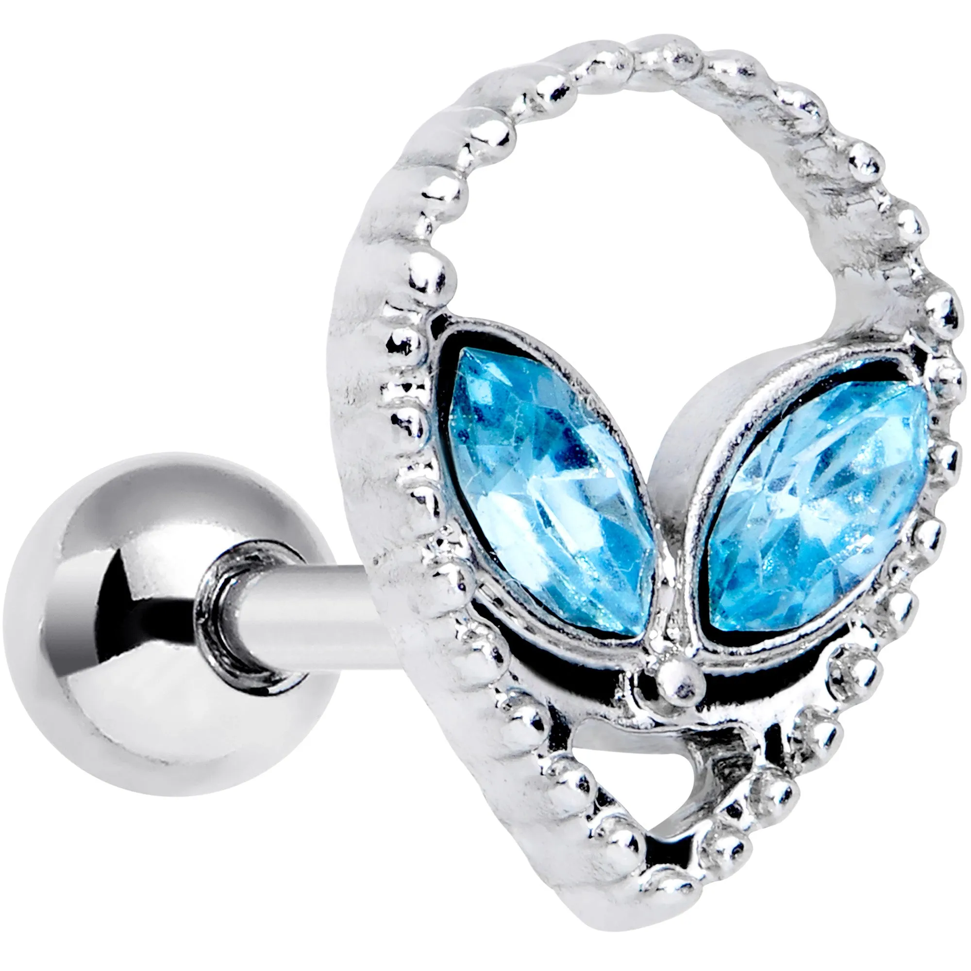16 Gauge 1/4 Aqua Gem Alien Cartilage Tragus