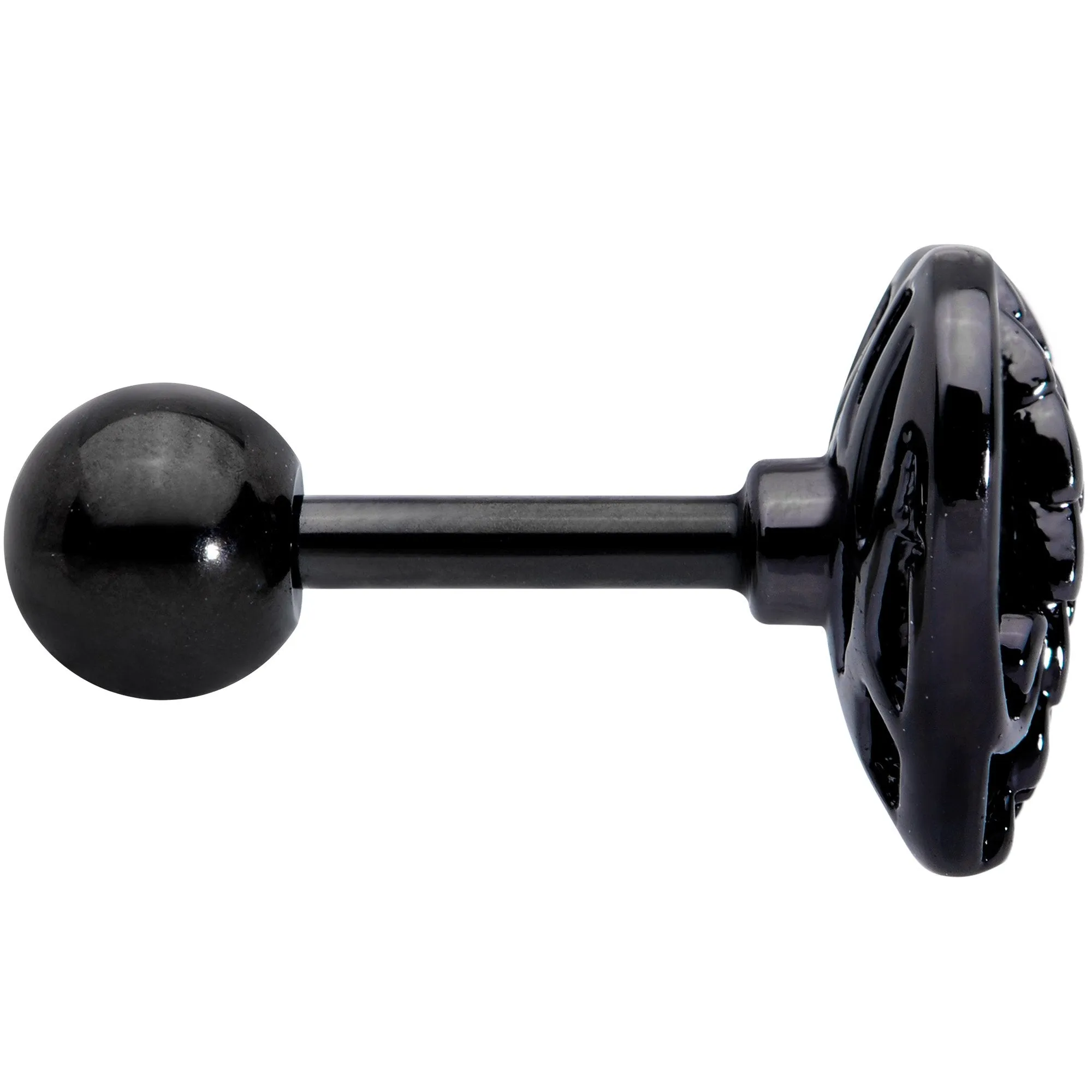 16 Gauge 1/4 Black Angels Wing Heart Tragus Cartilage Earring