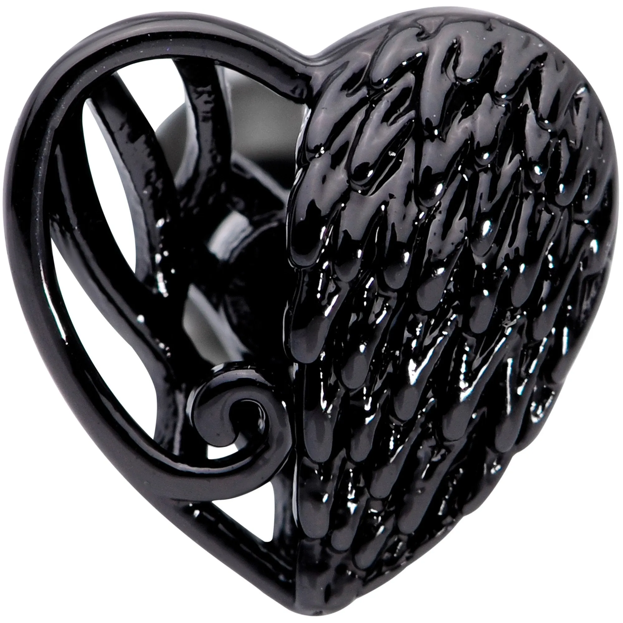 16 Gauge 1/4 Black Angels Wing Heart Tragus Cartilage Earring
