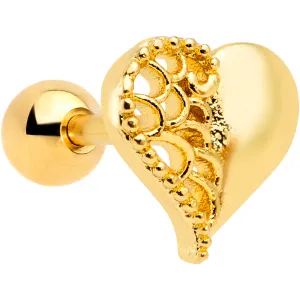 16 Gauge 1/4 Clear Gem Gold Tone Angel Wing Heart Cartilage Tragus
