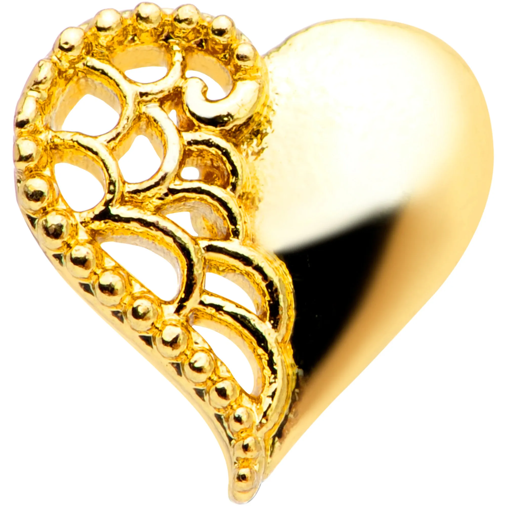 16 Gauge 1/4 Clear Gem Gold Tone Angel Wing Heart Cartilage Tragus
