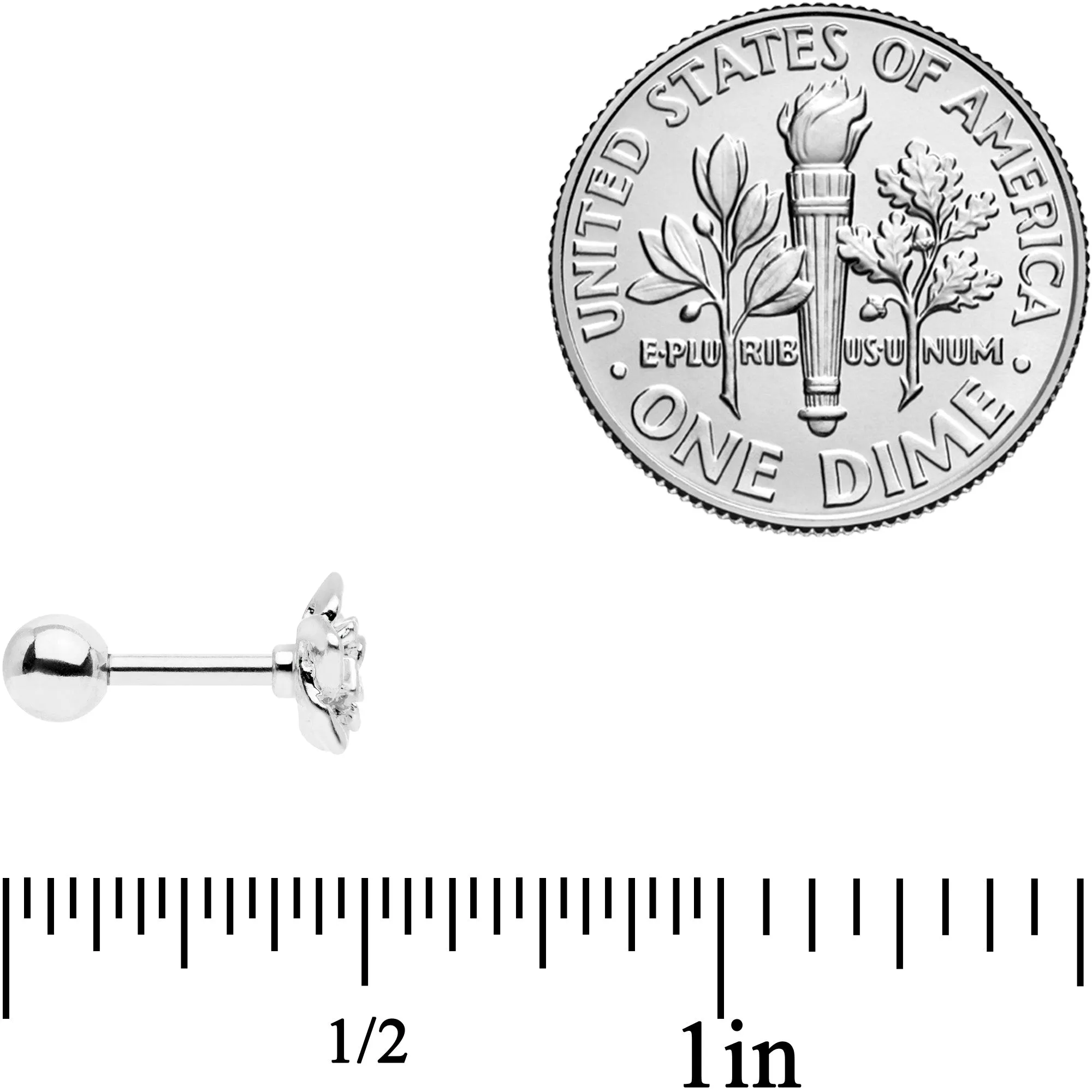 16 Gauge 1/4 Openwork Rose Flower Cartilage Tragus Earring