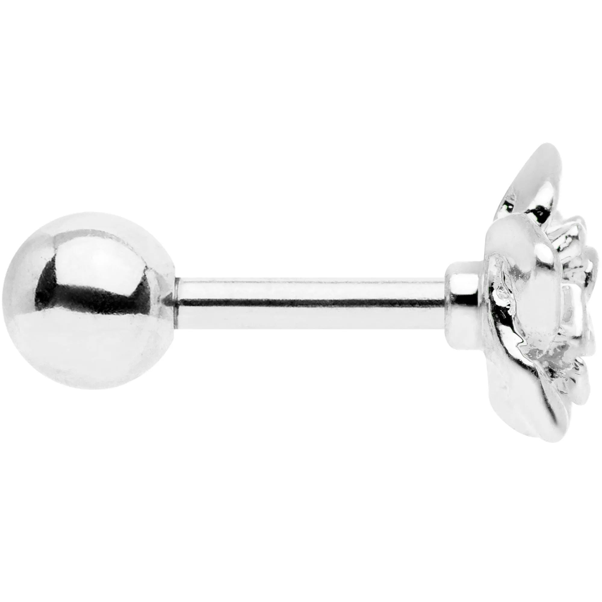 16 Gauge 1/4 Openwork Rose Flower Cartilage Tragus Earring