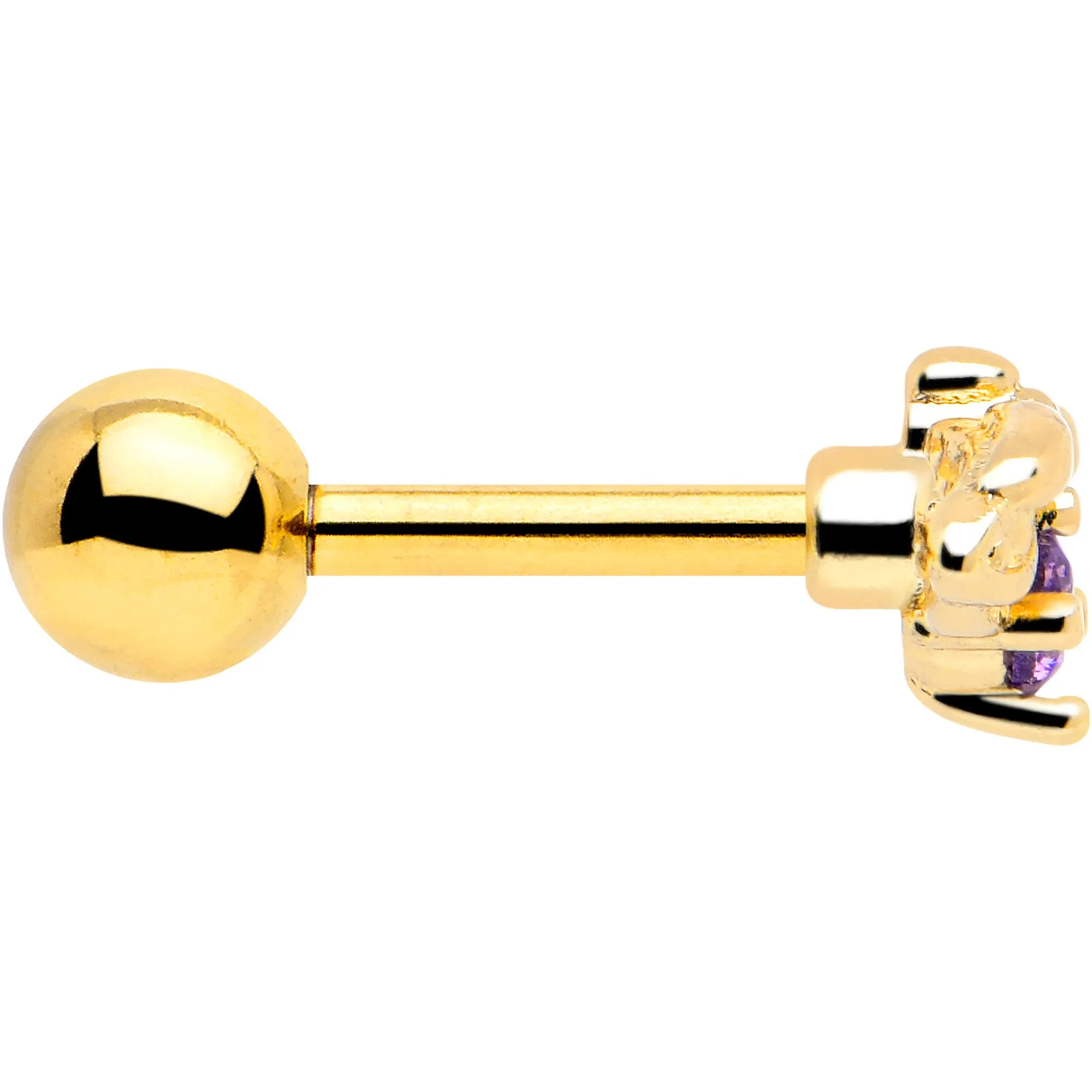 16 Gauge 1/4 Purple Gem Gold Tone Beauty Bug Cartilage Tragus Earring