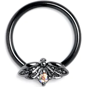 16 Gauge 3/8 Aurora Gem Black Beauty Bug BCR Captive Ring