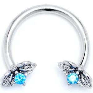 16 Gauge 3/8 Blue Gem Beauty Bug Insect Horseshoe Circular Barbell