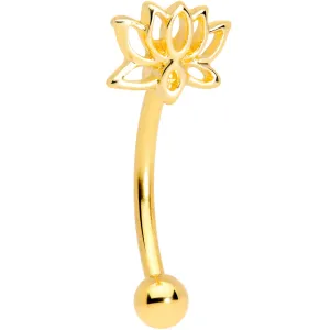 16 Gauge 3/8 Gold Tone Anodized Loopy Lotus Flower Curved Eyebrow Ring