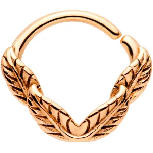 16 Gauge 3/8 Rose Gold Tone Ring of Feathers Closure Ring