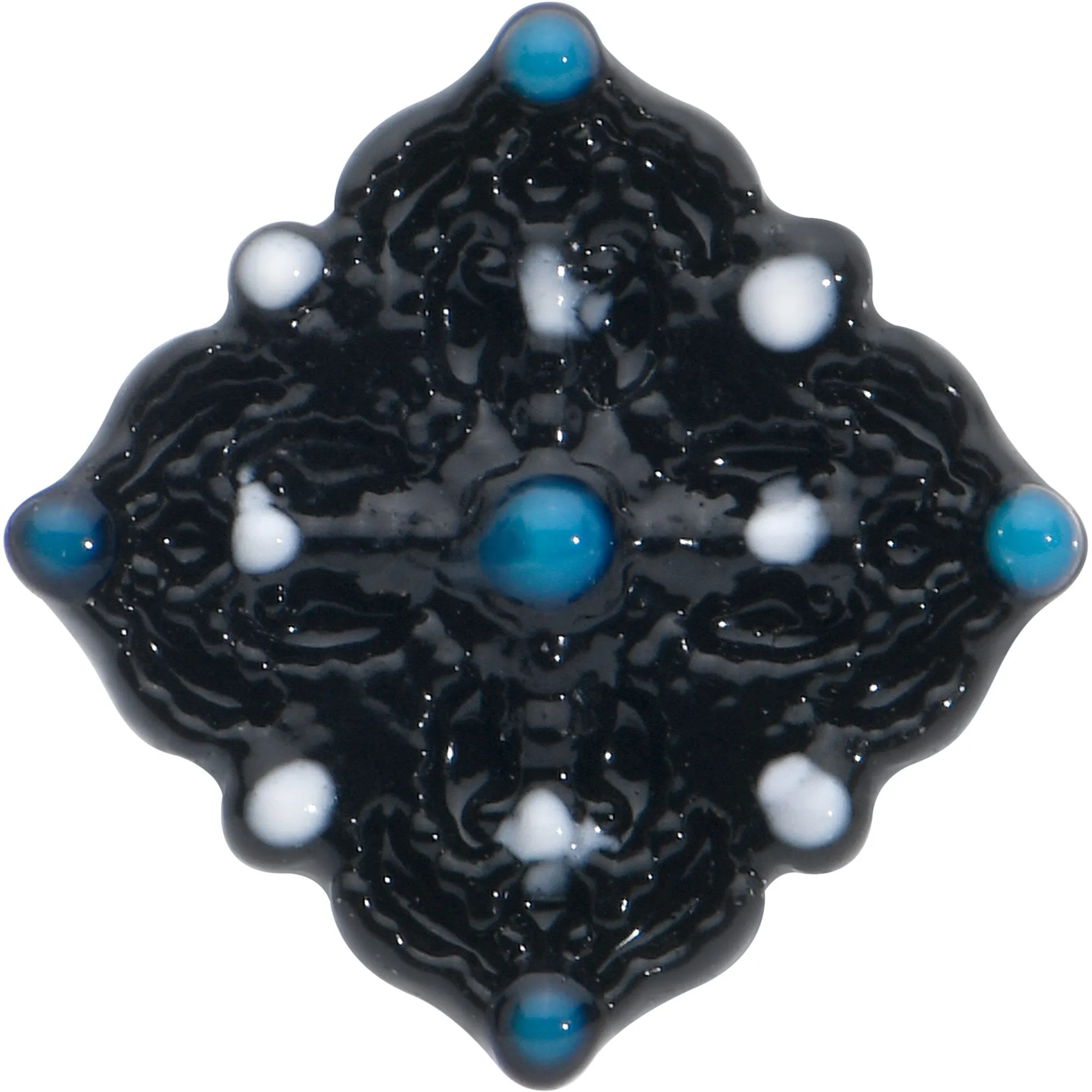 16 Gauge 5/16 Black Lacy Rhombus Blue Labret Monroe Tragus