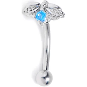16 Gauge 5/16 Blue Gem Beauty Bug Insect Curved Eyebrow Ring