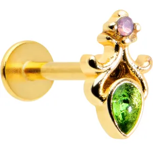 16 Gauge 5/16 Green Gem Gold Tone Shades of Spring Labret Monroe Tragus