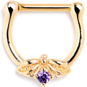 16 Gauge 5/16 Purple Gem Gold Tone Beauty Bug Cartilage Clicker