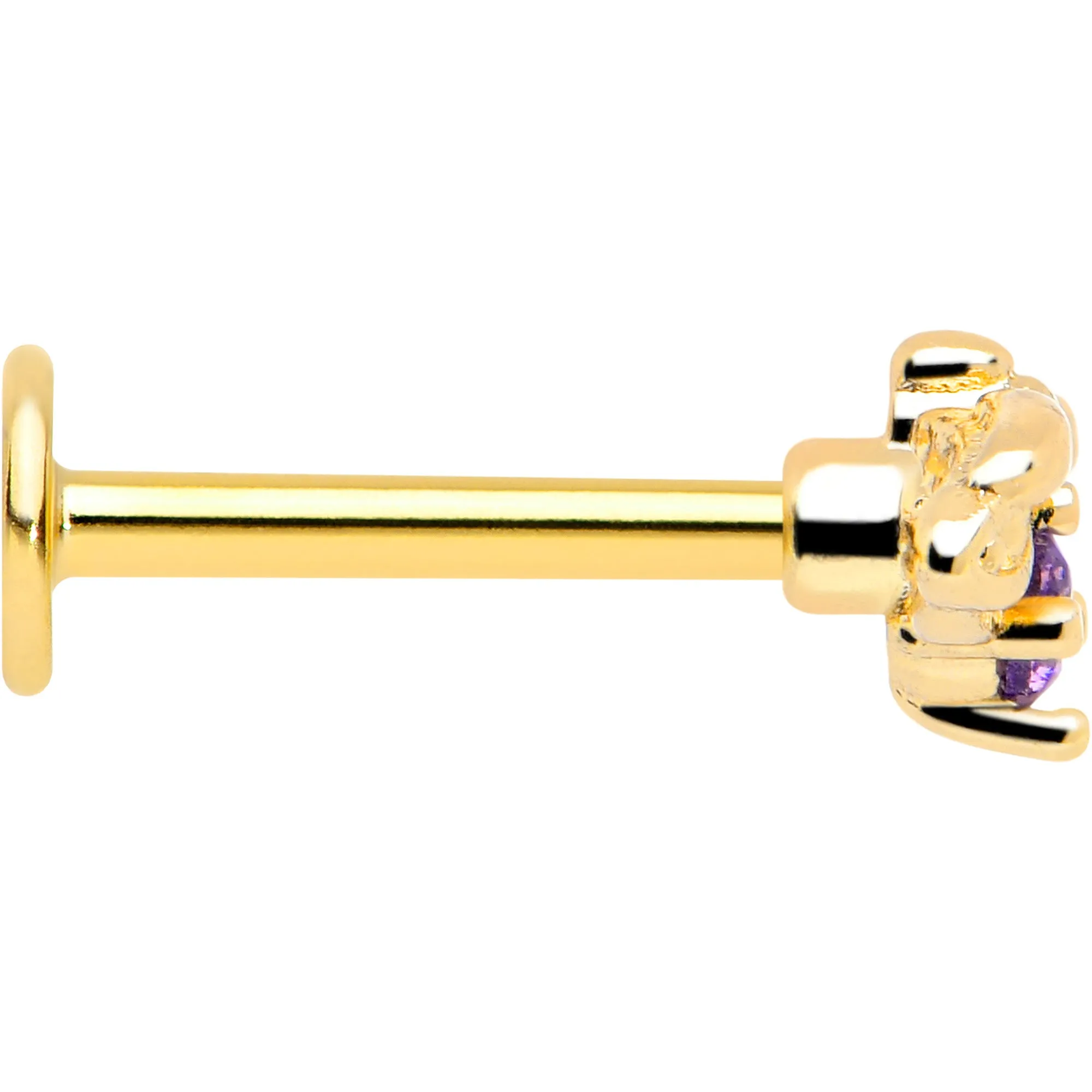 16 Gauge 5/16 Purple Gem Gold Tone Beauty Bug Labret Monroe Tragus