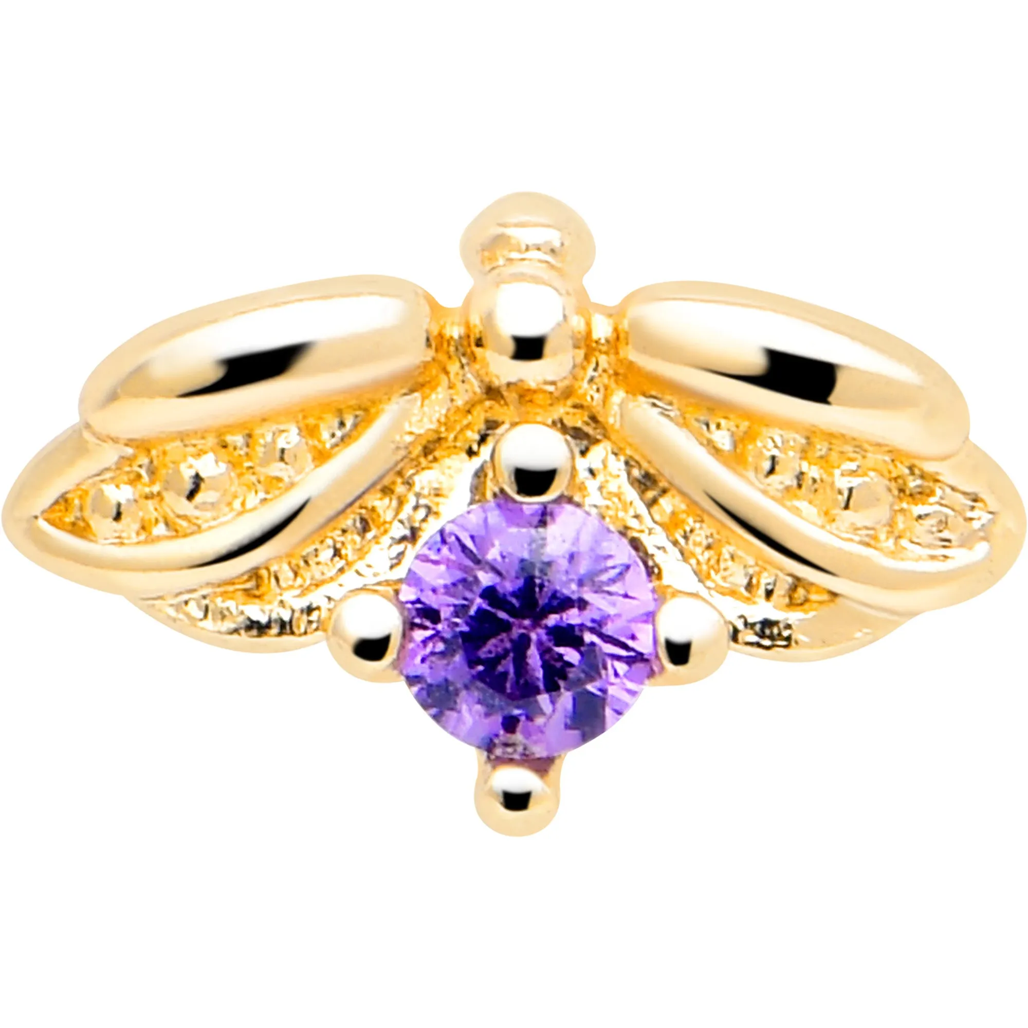 16 Gauge 5/16 Purple Gem Gold Tone Beauty Bug Labret Monroe Tragus