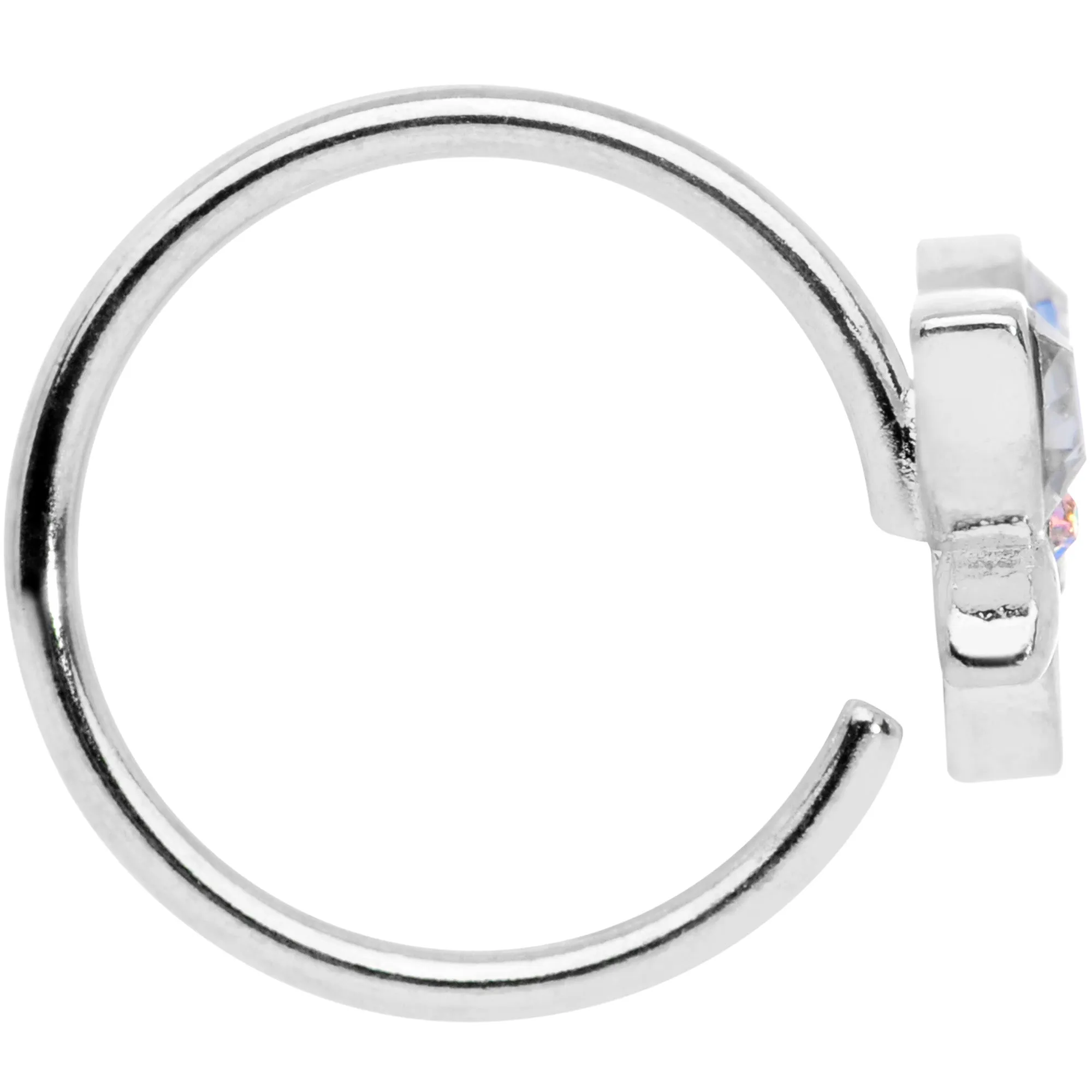 18 Gauge 3/8 Clear Aurora Gem Loop Butterfly Nose Hoop