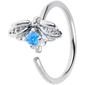 20 Gauge 5/16 Blue Gem Beauty Bug Insect Nose Hoop