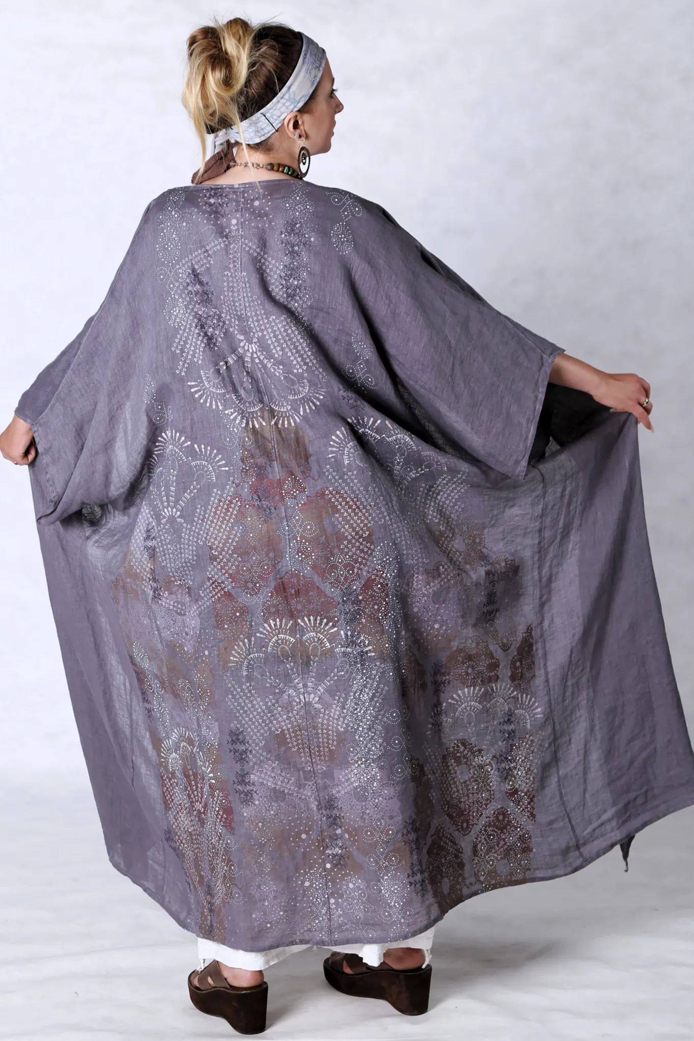 5267 Long Kimono Duster-Smoky Amethyst-P