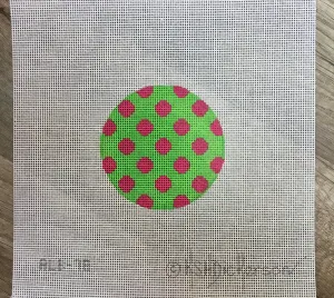 ALB-78 - Bright Disk Letter – Kelly Green w/ Light Blue Dots & Hot Pink Letter