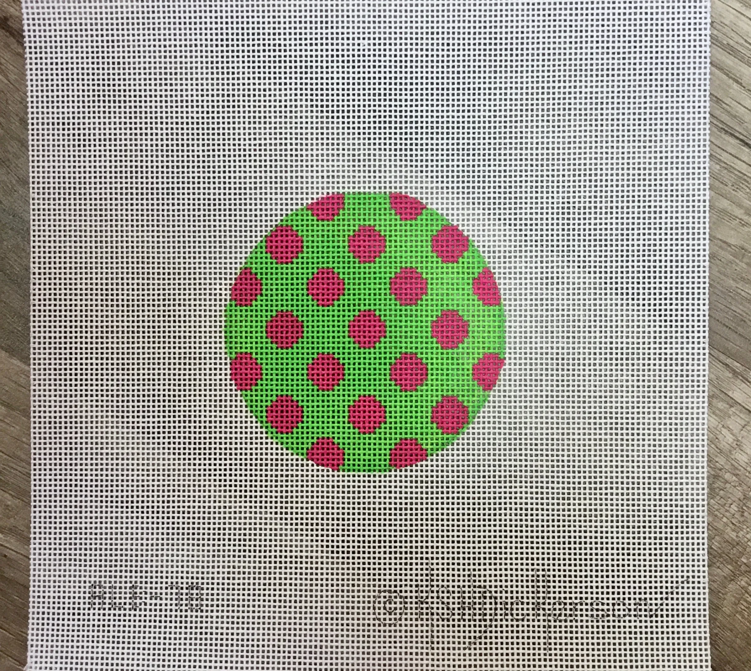 ALB-78 - Bright Disk Letter – Kelly Green w/ Light Blue Dots & Hot Pink Letter