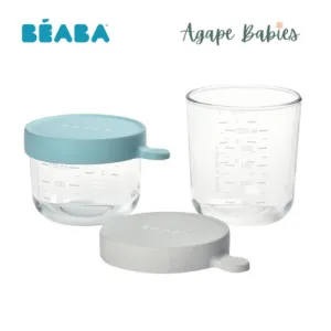 Beaba Set of 2 Glass Containers (150ml Airy Green / 250ml Light Mist)
