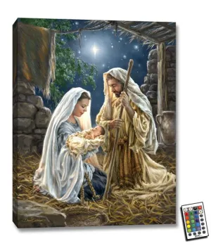 Born in a Manger Illuminated Canvas Print (18" x 24")
