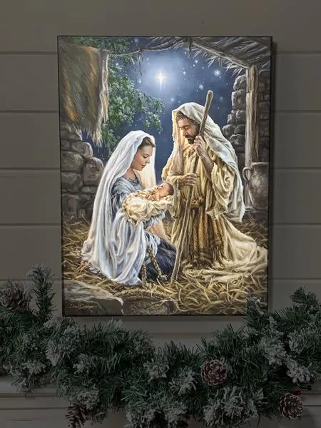 Born in a Manger Illuminated Canvas Print (18" x 24")