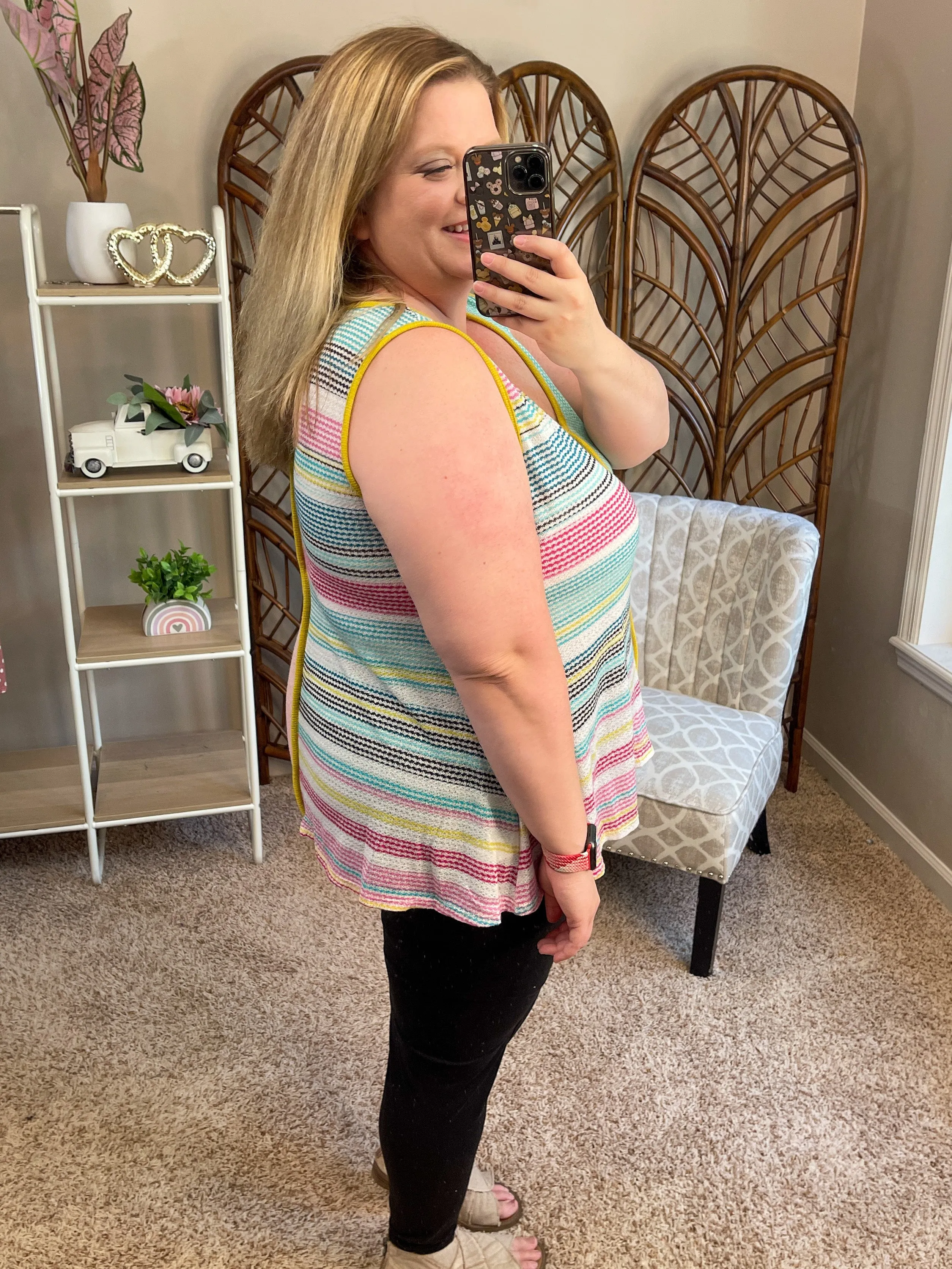 Breath of Fresh Air Open Knit Tank