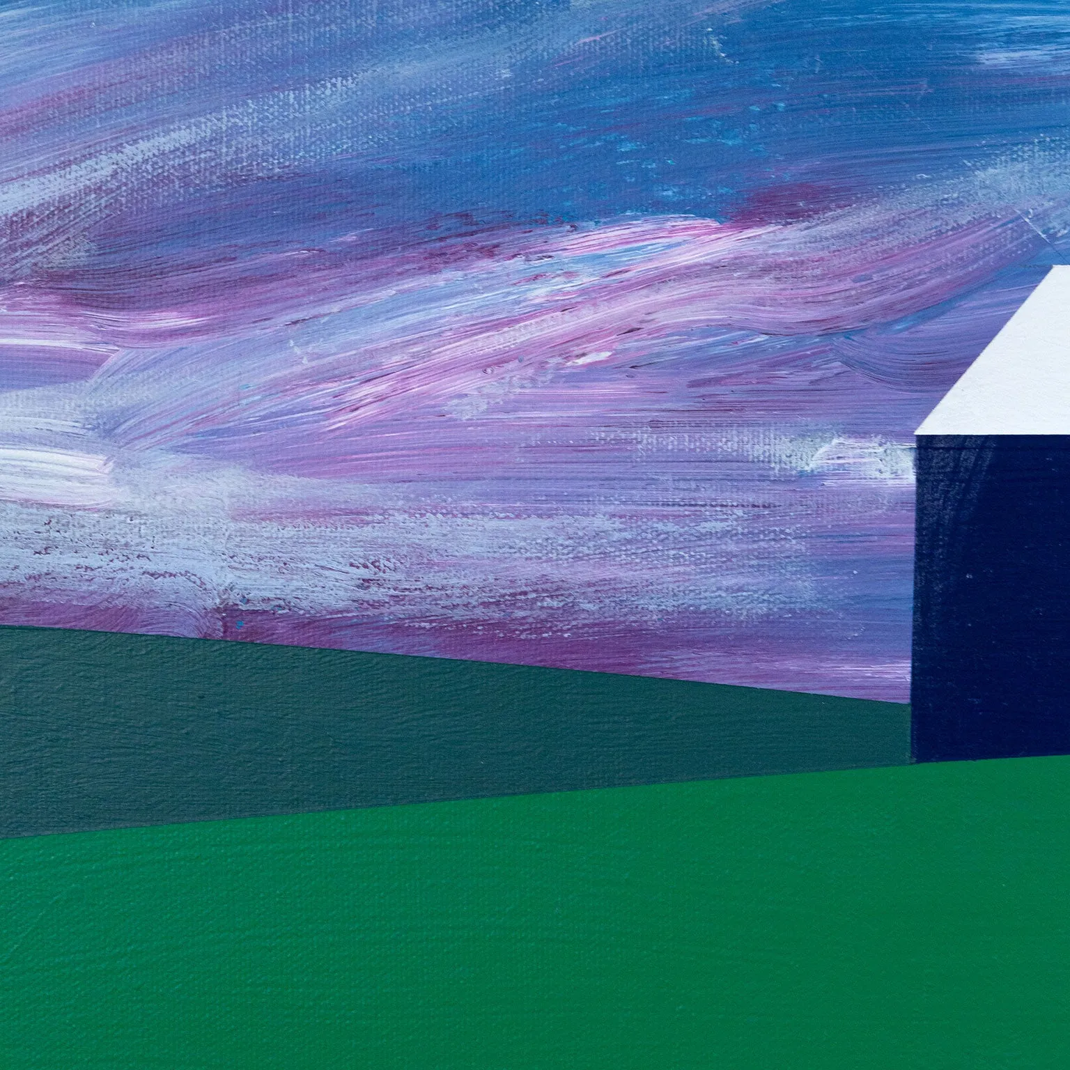 CHARLES PACHTER "VIOLET SUNSET BARN" PAINTING, 2020