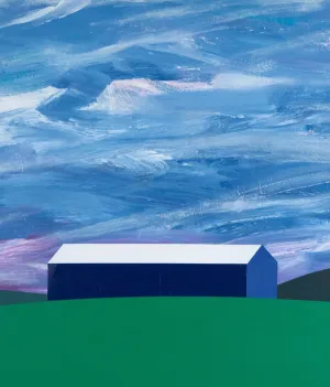 CHARLES PACHTER "VIOLET SUNSET BARN" PAINTING, 2020