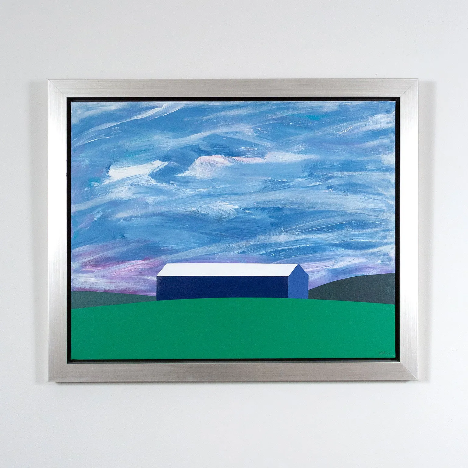 CHARLES PACHTER "VIOLET SUNSET BARN" PAINTING, 2020