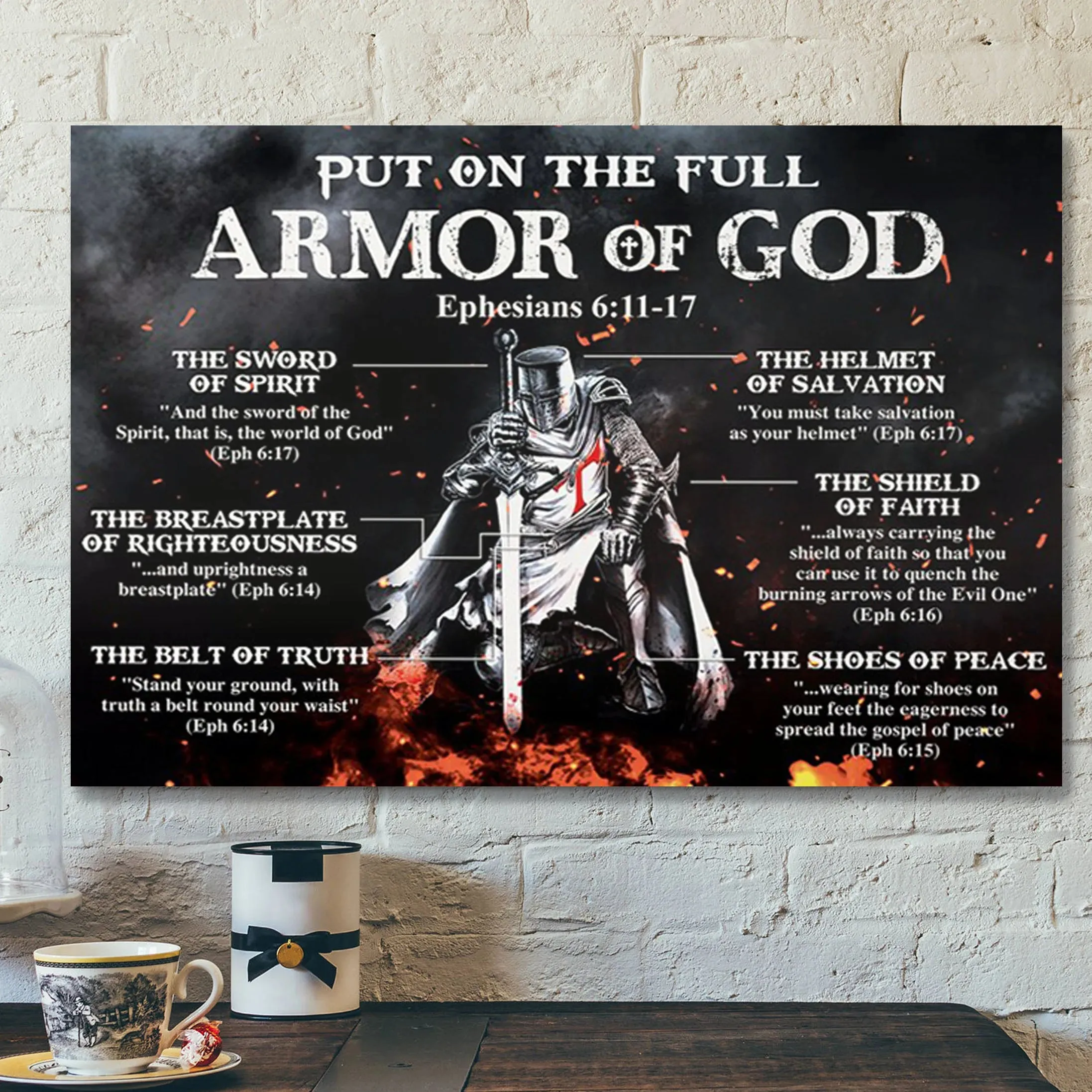 Christianartbag Home Decor, Put On The Full Armor Of God Ephesians 6:11-17 Canvas Wall Art, Christian Canvas Prints, Faith Canvas, Bible Verse Canvas