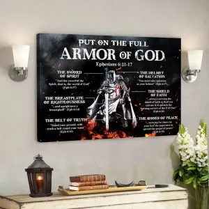 Christianartbag Home Decor, Put On The Full Armor Of God Ephesians 6:11-17 Canvas Wall Art, Christian Canvas Prints, Faith Canvas, Bible Verse Canvas
