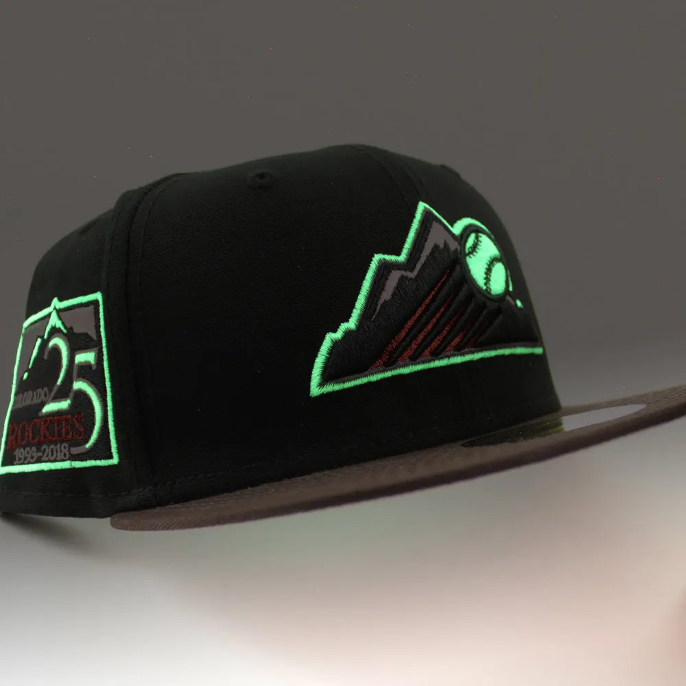 Colorado Rockies 25th Anniversary New Era 59Fifty Fitted Hat (Black Burnt Wood Pink Under Brim)