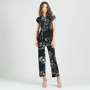 Crepe Knit - Drape Neck Loop Front Top - Blossom Sketch