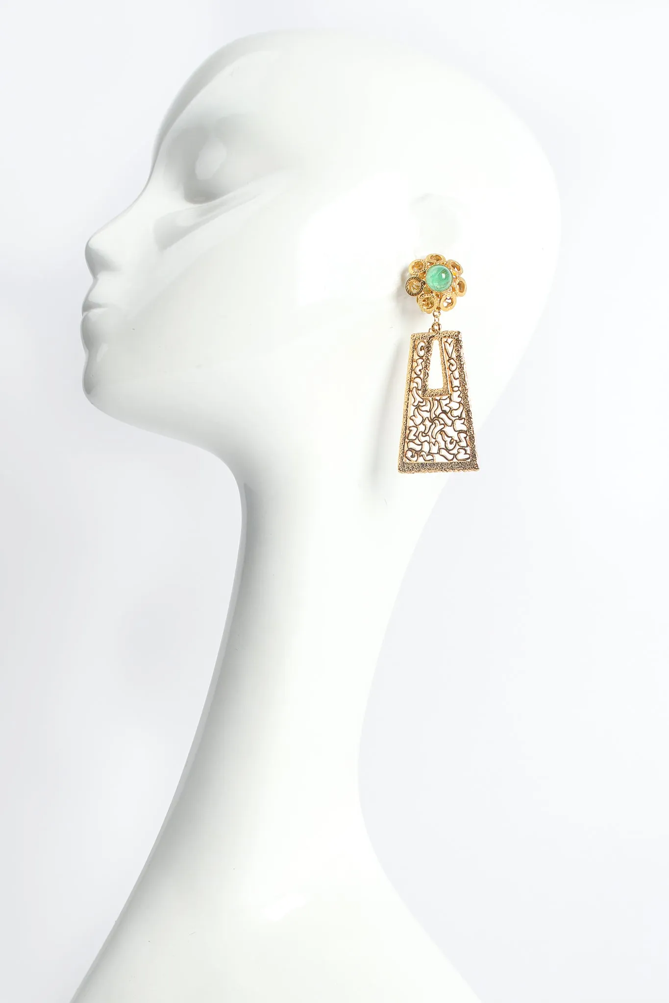 Cutout Filigree Trapezoid Drop Earrings