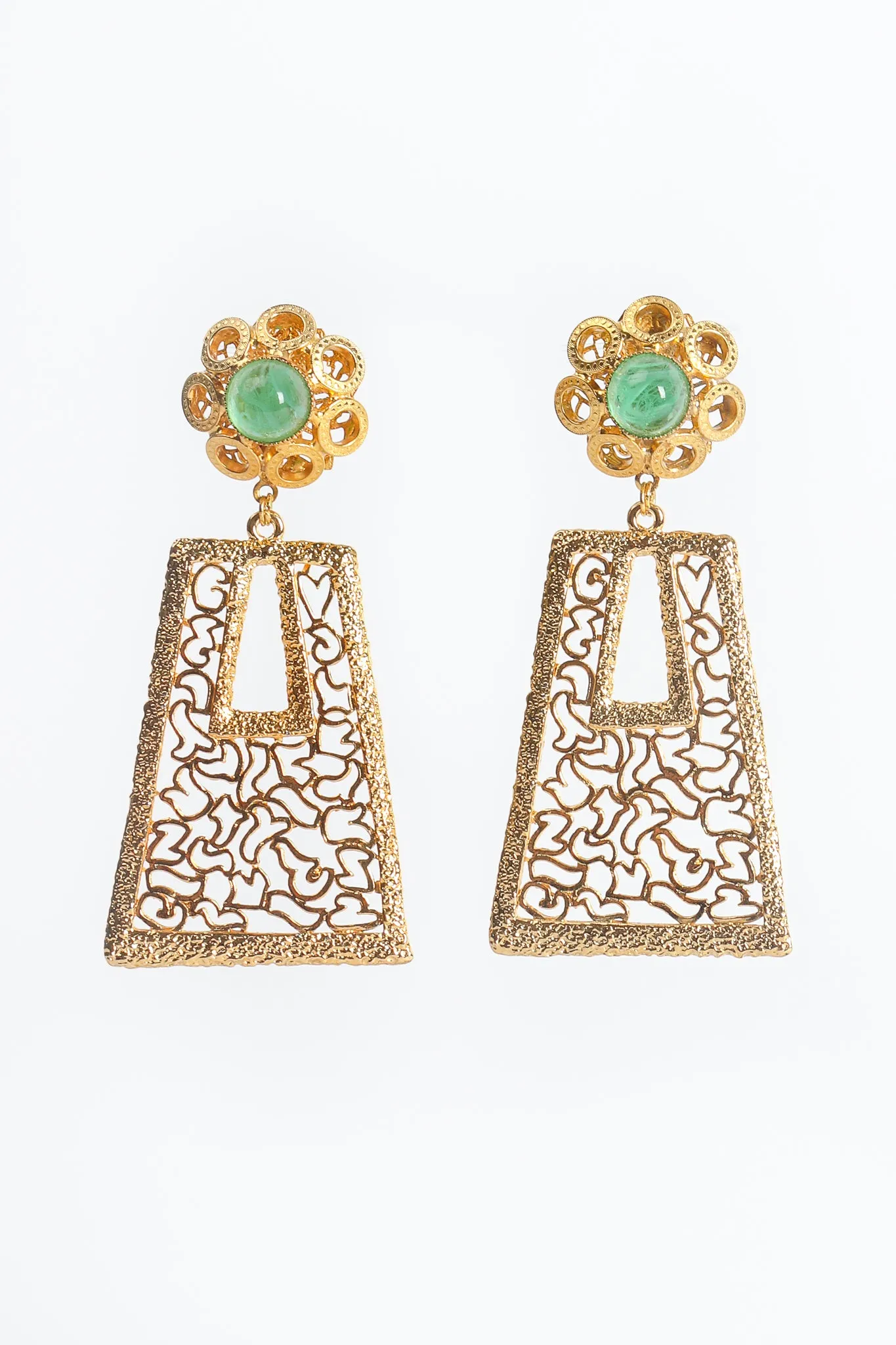Cutout Filigree Trapezoid Drop Earrings