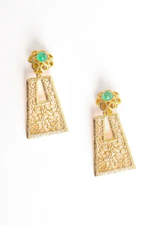 Cutout Filigree Trapezoid Drop Earrings