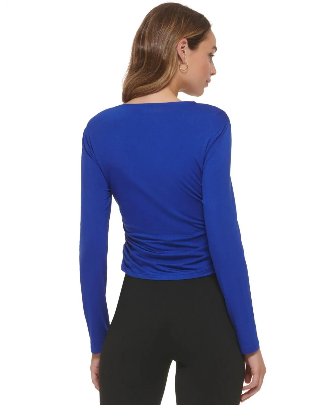 DKNY Women's Twist-Neck Cutout Long-Sleeve Knit Top P2JH8QLQ