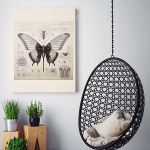 Drawings Butterfly 03 Da Vinci Style Vintage Framed Canvas Prints Wall Art Hanging Home Decor