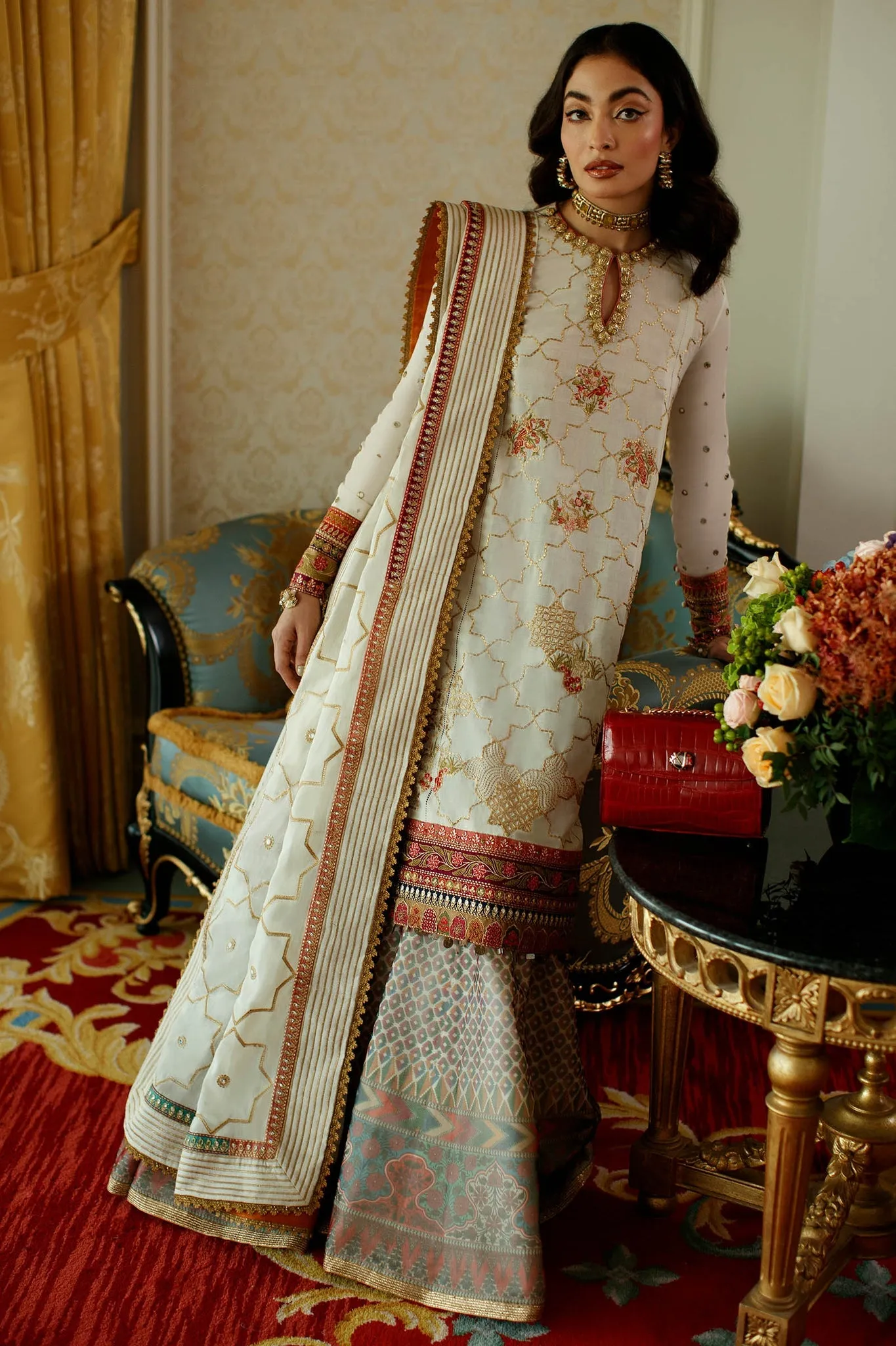 Embroidered White Gharara Kameez Pakistani Eid Dress