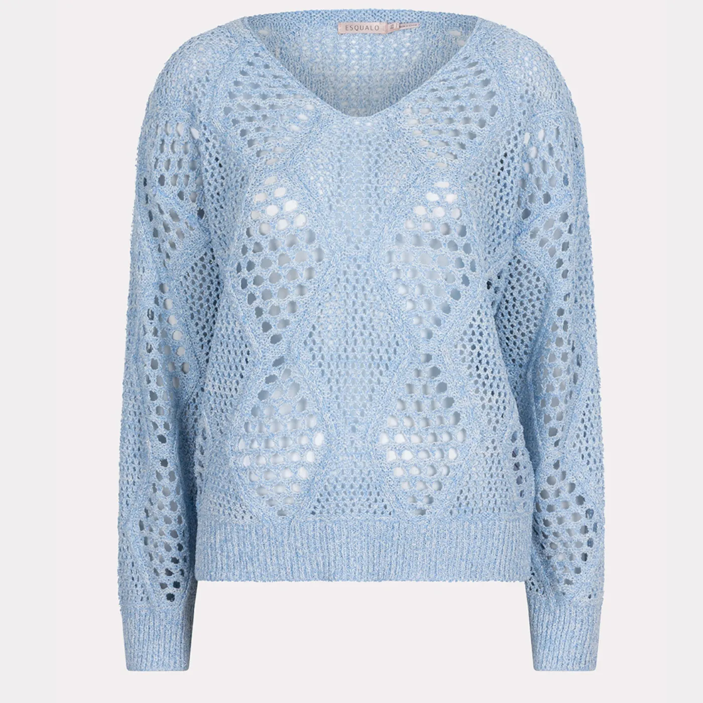 Esqualo Ajour Knit Sweater | Ivory / Sky Blue