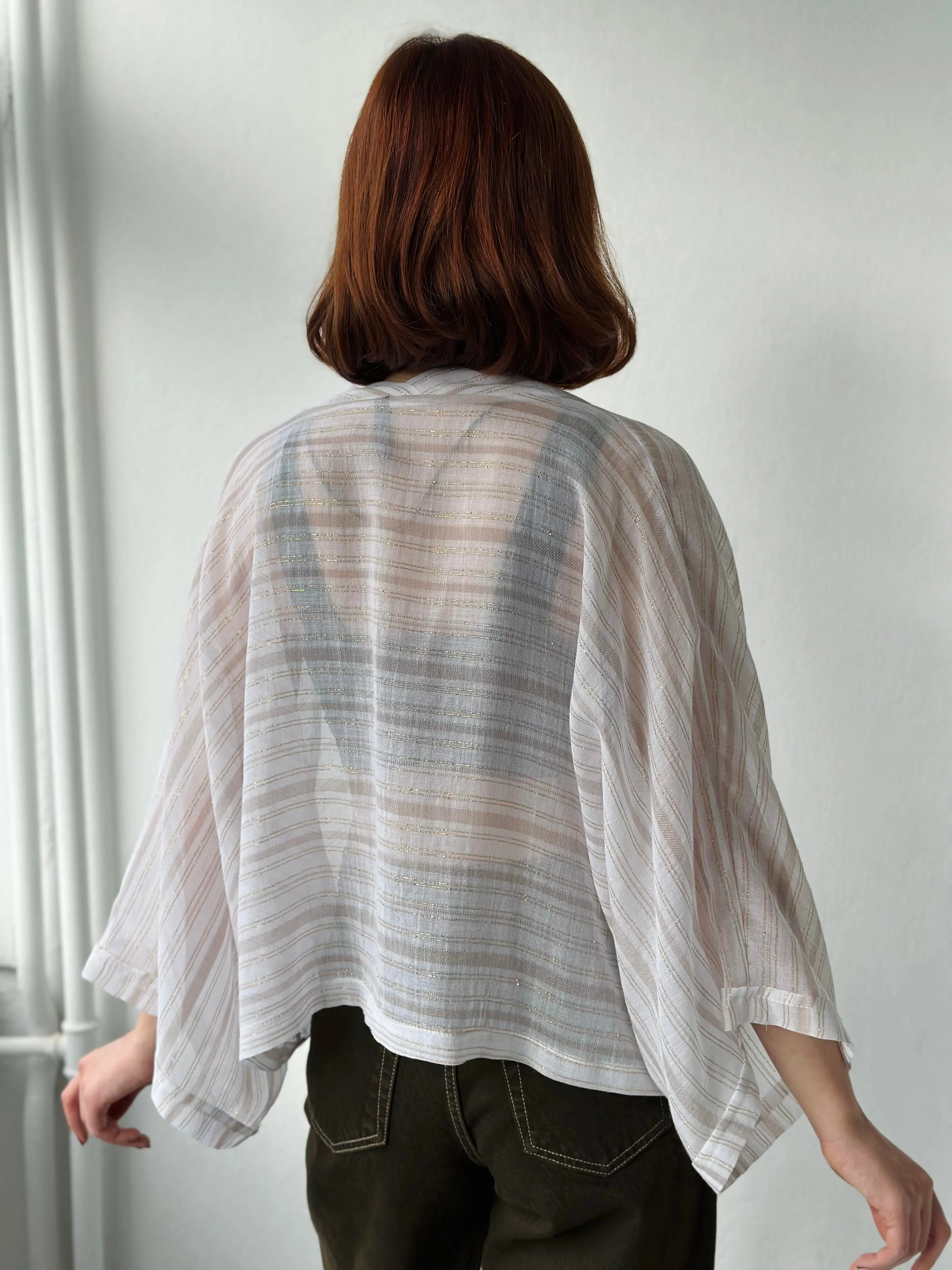 Happy White Bat Pattern Mini Kimono
