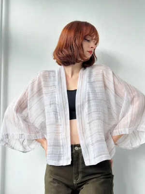 Happy White Bat Pattern Mini Kimono