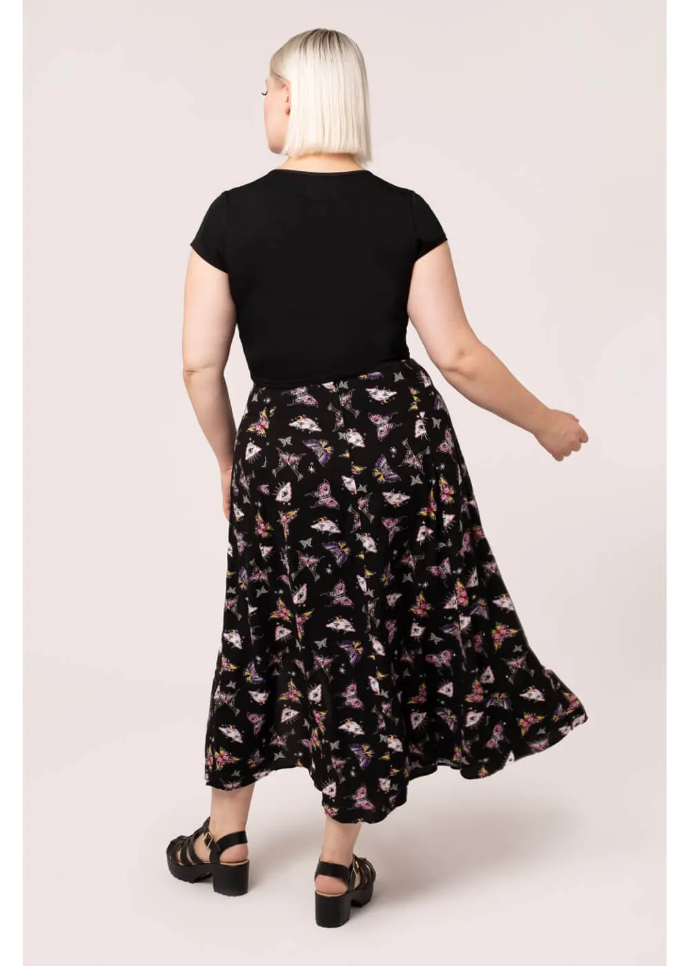 Hell Bunny Kocho Butterfly 50's Skirt Black