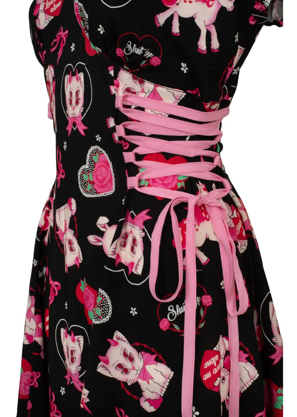 Hell Bunny Not Into You Hellcat 60's Short Dress Black